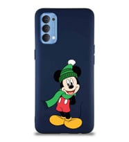 Oppo Reno 4 Soft Premier Kapak Mickey Mouse-G Tasarımlı Silikon Kılıf - Lacivert (Şeffaf)