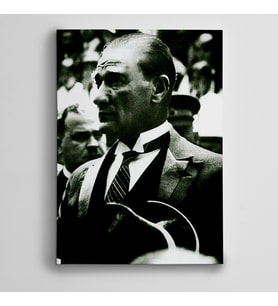 Atatürk Şapka Siyah Beyaz Kanvas Tablo