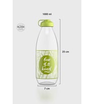 Renga Milky Desenli 1000 ml Cam Şişe 182058 Yeşil