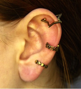 Vintage Antik 3'lü Deliksiz Ear Cuff Ayarlanabilir Yıldız Model Kıkırdak Küpe Seti eukk10 (Sarı)