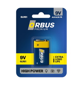 Orbus Premium 6LR61 9V Alkalin Blok Pil - 1 Blister