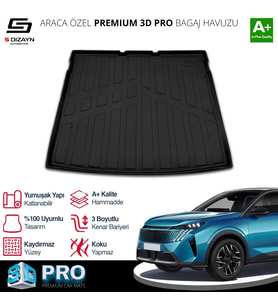 S-Dizayn Peugeot 3008 Hybrid 3D Pro Bagaj Havuzu 2024 Üzeri A+ Kalite