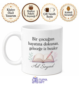 Öğretmenler İçin Motivasyon Kupası Özel Tasarım Baskılı Porselen Kupa Bardak Hediye