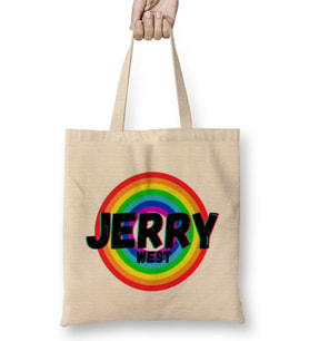 Jerry West- Basketball gifts Vintage Retro Rainbow Quotes For BOYS AND Dad Bez Çanta Uzun Saplı