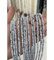 Hematit Taşı Kare Rondela Kesim Beyaz 4x1mm Doğal Taş Dizi