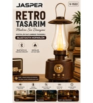 Jasper Jpr-1522 Retro Bluetooth Hoparlör Nostaljik Gaz Lambası Tasarımlı Led Alev Işığı 57mm 5w