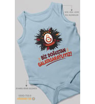 Biz Doğuştan Galatasaraylıyız Sıfır Kollu Bebek Zıbını %100 Pamuk