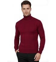 DeepSEA Erkek Beyaz Kare Desenli Balıkçı Yaka Slim Fit Boğazlı Triko Kazak 2505493