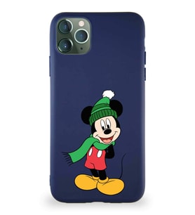 Apple iPhone 11 Pro Max Soft Premier Kapak Mickey Mouse-G Tasarımlı Silikon Kılıf - Lacivert (Şeffaf)