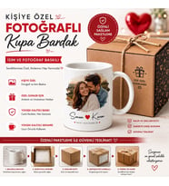 Kişiye Özel Kupa İki Fotoğraf ve İsim/Yazı Baskılı Özel Kutusunda