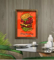 BK Gift Cafe & Bar & Restaurant Konseptli Doğal Masif Ahşap Çerçeveli Tablo-67