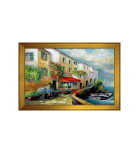 Manzara Temalı Kanvas Tablo 80 x 110 cm Gold Çerçeve