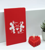 BK Gift Sevgililere Özel İsimli Kırmızı Defter ve Kokulu Kalp Mum Hediye Seti-2, Sevgiliye Hediye, Sevgililer Günü