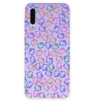 Samsung Galaxy A50 Uyumlu Lansman Kılıf Hello Kitty Tasarımlı İçi Kadife Kapak-Lila (Şeffaf)