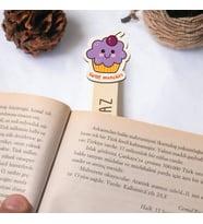 Kişiye Özel Cup Cake Simgeli İsimli Ahşap Kitap Okuma Ayracı