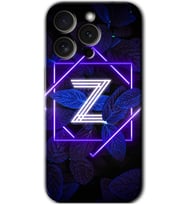 İphone 15 Pro Kılıf HD Desen Baskılı Kılıf - Dark Neon Yaprak Z Harfi