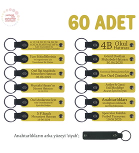 Sarı & Siyah, Gezi Organizasyonlarında Dağıtılacak, 60’lı Set, Kişiye Özgü Yazılı Deri Anahtarlık