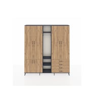 Arges Gardrop 14 Raflı 4 Çekmeceli Tek Askılı 220x30x243 Antrasit-Çam