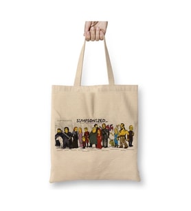Game Of Thrones Simpsonized 02Beyaz Bez Çanta Uzun Saplı Alışveriş Çantası Plaj Çantası