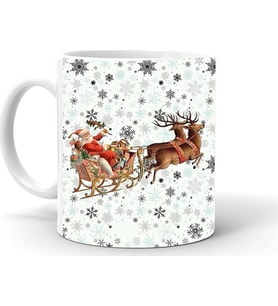 Tanem Yılbası Noel Temalı Baskılı Seramik Beyaz Kupa