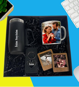 Kişiye Özel Premium Kutu Kulplu Termos Bardak Fotoğraflı Kupa Bardak Lüx Metal Anahtarlık Ahşap Kahve Mdf Masaüstü Resimli Ahşap Çerçeve iki adet