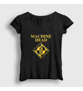 Presmono Kadın Siyah Logo Machine Head T-Shirt 162211tt