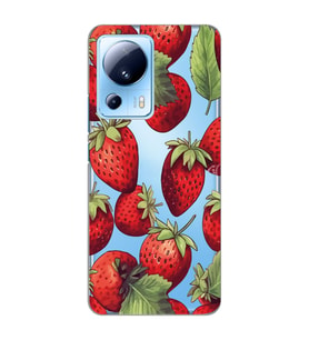 Xiaomi Mi 13 Lite Uyumlu Çilek Desenli Şeffaf Telefon Kılıfı