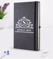 BK Gift Kişiye Özel İsimli Siyah Termo Deri Defter 16x24cm Model 12