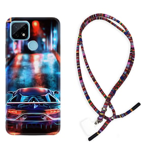 Realme C11 C21 C21Y C25Y C11 2021 Kılıf Boyun Asklı Rasta Silikon Neon Cars 1724