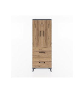 Hyperion Dolap 3 Raflı 2 Çekmeceli 2 Kapaklı 60x44x163 Antrasit-Çam