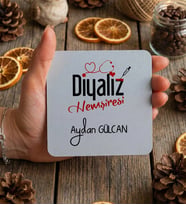 Kişiye Özel Diyaliz Hemşiresi Bardak Altlığı Tıp Bayramı Hediyesi (Beyaz)
