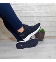 M.P 1669 Siyah İçten Gizli Topuk (7cm) Taşlı Bayan Spor Ayakkabı