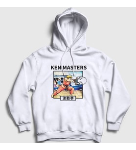 Presmono Unisex Beyaz Ken Oyun Street Fighter Kapüşonlu Sweatshirt 405267tt