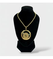 Çelik Yarım Altın Takılabilir Nazar Boncuklu Kolye (Gold)