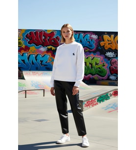 Kadın Bisiklet Yaka Düşük Kol %100 Pamuk Sweatshirt Fonksiyonel Dayanıklı Kaliteli Estetik