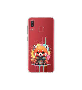 Samsung Galaxy A20 ile Uyumlu Splash Tilki Tasarımlı Şeffaf Silikon Kılıf