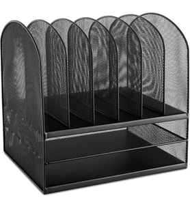 3255BL Onyx çalışma masası düzenleyici, metal kafes, iki uzunlamasına ve altı çapraz bölmeli