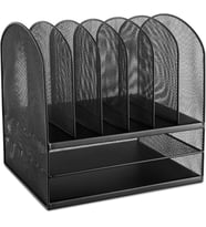 3255BL Onyx çalışma masası düzenleyici, metal kafes, iki uzunlamasına ve altı çapraz bölmeli