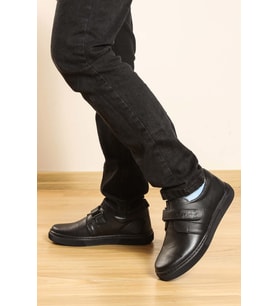 FAST STEP Hakiki Deri Erkek Çocuk Casual Ayakkabı 770FA912 (Siyah)