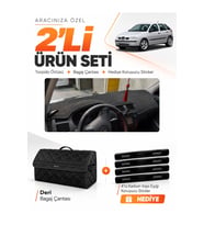e-biz SEAT IBIZA (1998-2001) Uyumlu Torpido Örtüsü + Deri Bagaj Çantası Seti - Siyah - SE002