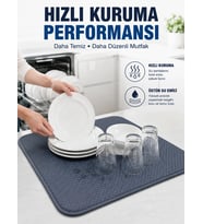 Bulaşık Kurutma Matı Geniş Yüzeyli Mikrofiber Tezgâh Koruyucu Kurutma Matı