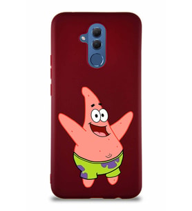 Huawei Mate 20 Lite Soft Premier Kapak Patrick Yıldız Tasarımlı Silikon Kılıf - Mürdüm (Şeffaf)