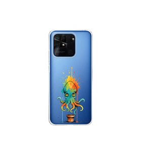 Redmi 10C ile uyumlu Splash ahtapot tasarımlı şeffaf silikon kılıf