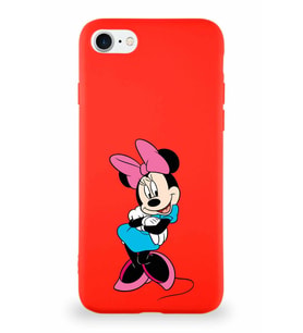 Apple iPhone SE 2020 Soft Premier Kapak Minnie Mouse-D Tasarımlı Silikon Kılıf - Kırmızı (Şeffaf)