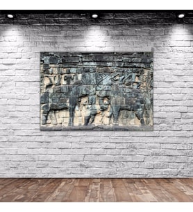 BK Home Eski Khmer Duvar Oyma Tasarımlı Kanvas Tablo 70x100cm-1