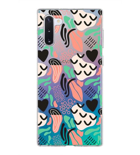 Samsung Galaxy Note 10 ile Uyumlu 1mm Kapak Memphis Desen Tasarımlı Şeffaf Silikon Kılıf