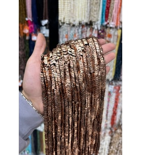 Hematit Taşı Bombeli Çavuş Kesim Antik Bakır 8x3mm Doğal Taş Dizi
