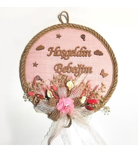 Lora Davet Kız Bebek kapı süsü, Hastane kapı süsü, Duvar süsü (1 Adet) Pembe - 36101