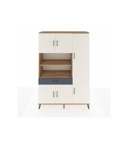 Hyperion Dolap 10 Raflı Tek Çekmeceli 6 Kapaklı 132x44x195 Çam-Aytaşı/Antrasit