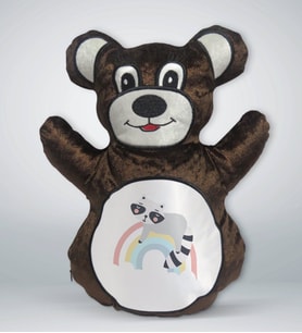 BK Gift Gökkuşağı Tasarımlı Kahverengi Ayıcık Yastık-1